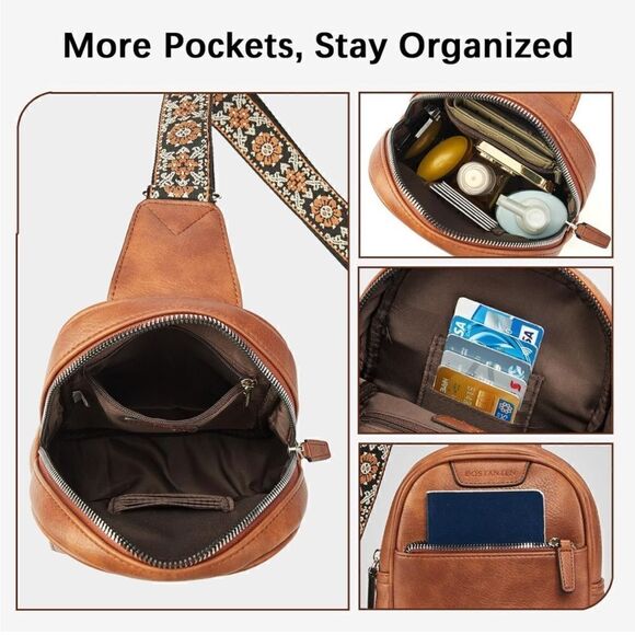 Leather Cross Body Sling Bag - Picture 2 of 5